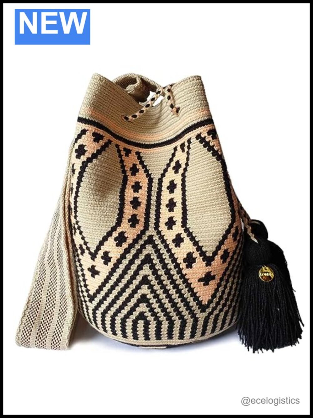 Handwoven Colombian Wayuu Bag, Crochet Bucket Purse, Ethical Crossbody,